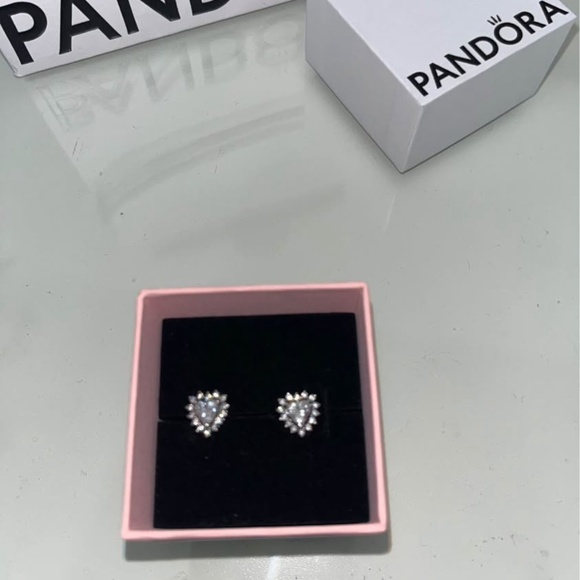Elevated Heart Stud Earrings Sterling silver PANDORA perfect valentines gift - Picture 5 of 9